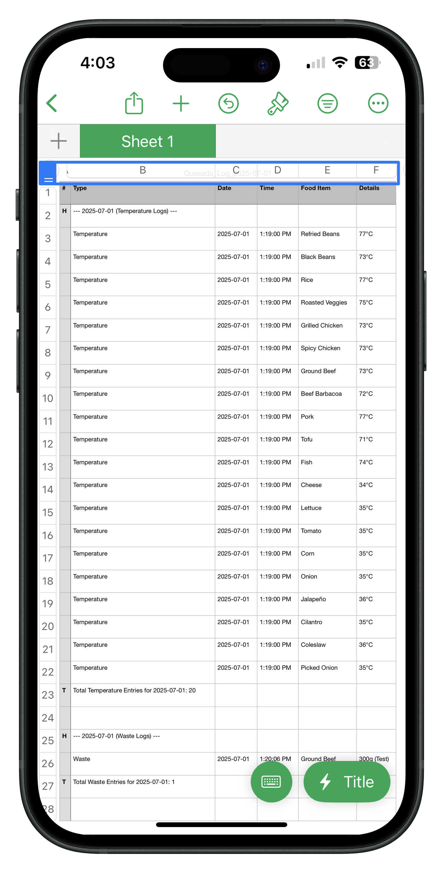Kitchen Toolkit export actions for local CSV and email