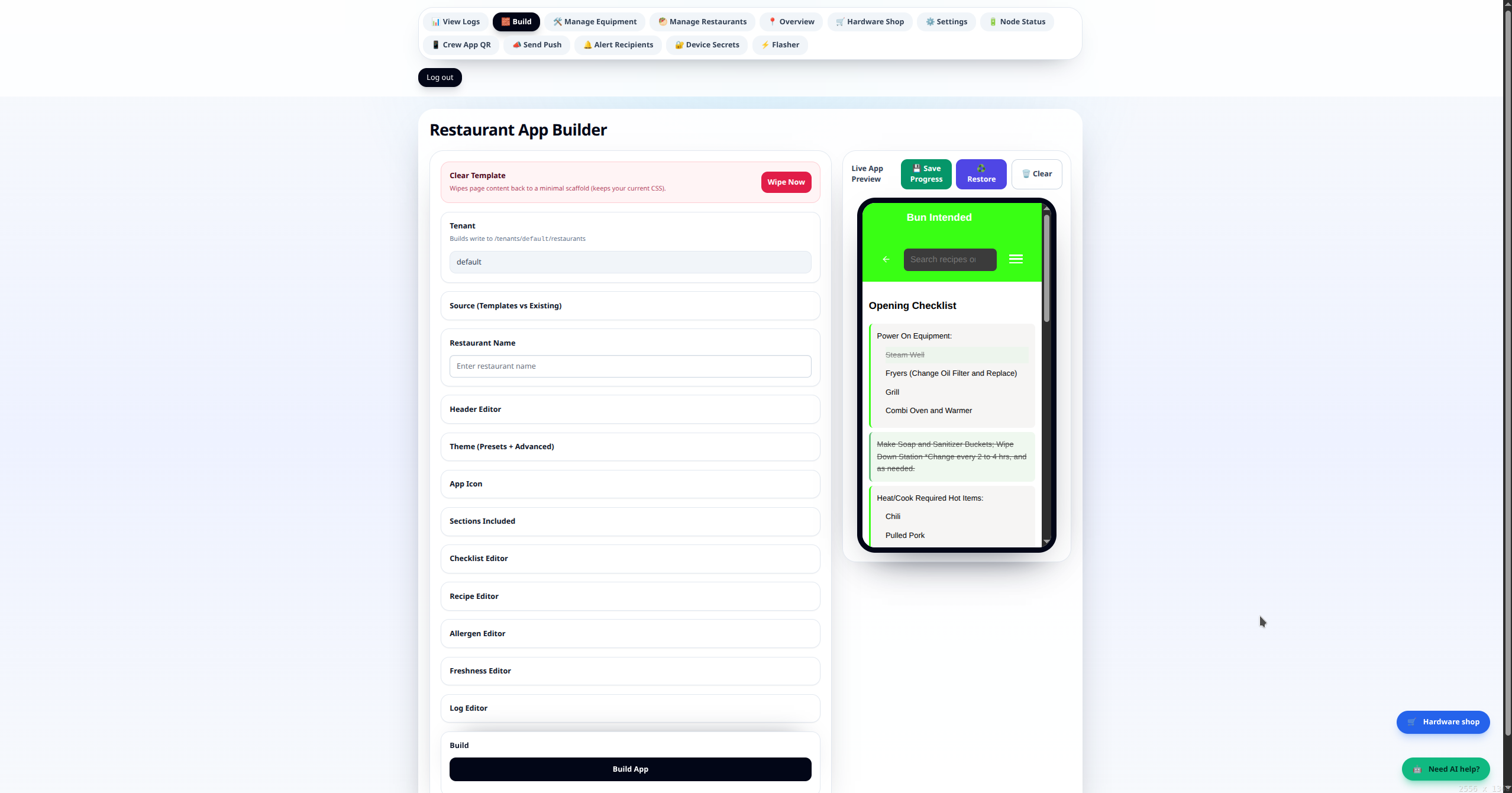 Builder preview
